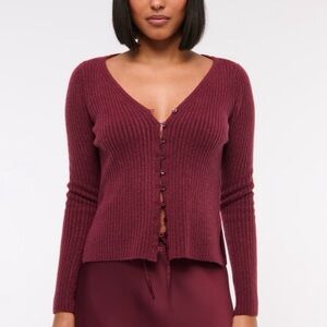 Abercrombie & Fitch Burgundy button front Ribbed Cardigan